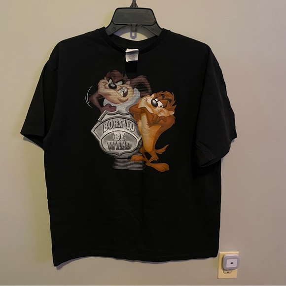 VTG 90s Taz Looney Tunes T Shirt Sz XL Black Born Wild Graphic Cartoons Retro - Picture 1 of 5